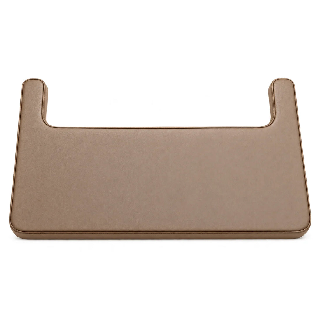 A brown Pilates reformer platform extender, shown on a plain white background.