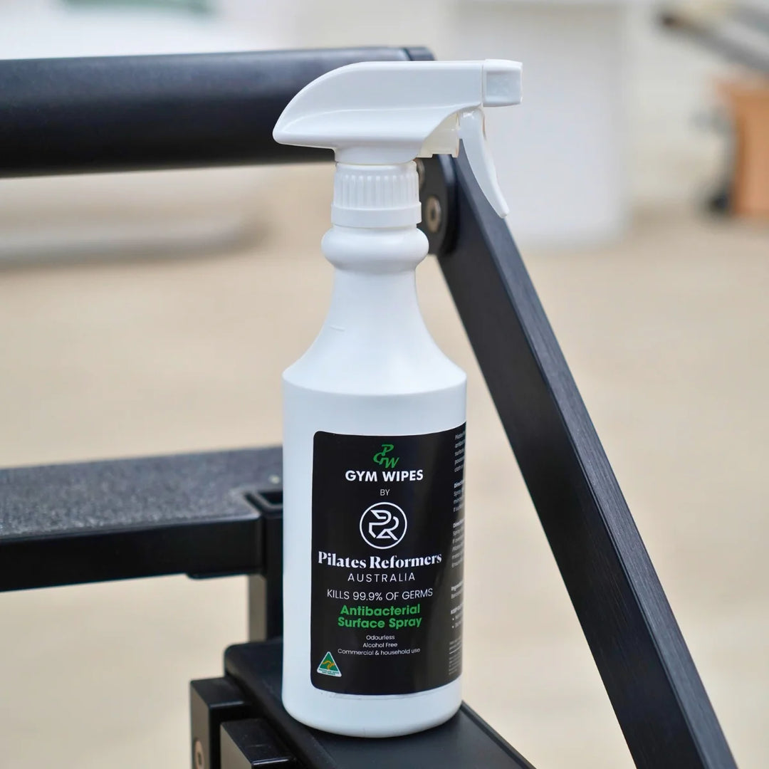 PGW Australian-Made Surface Spray, with label reading 'kills 99.9% of germs'.