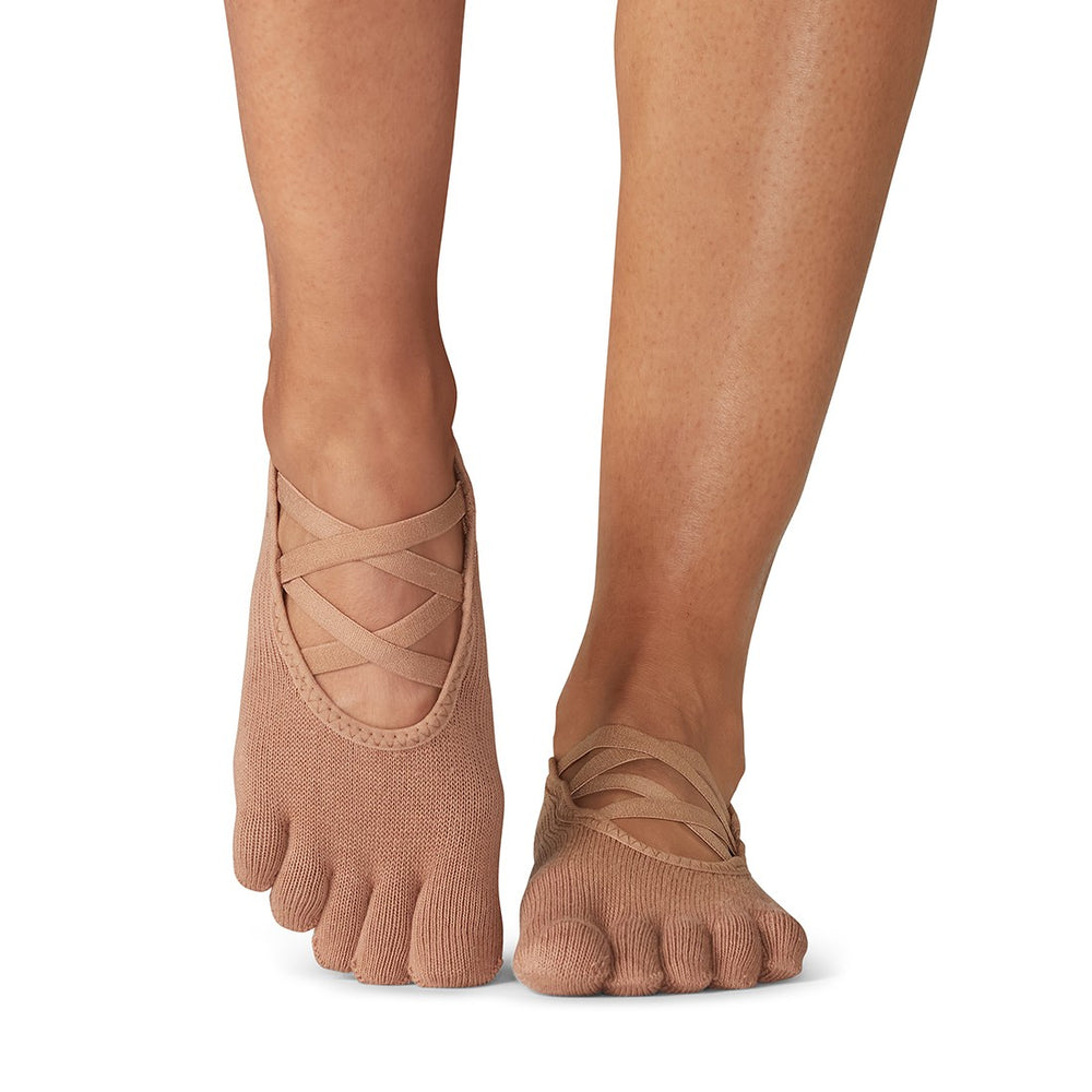 Toesox Full Toe Socks for Yoga/Pilates Black 1 Pair